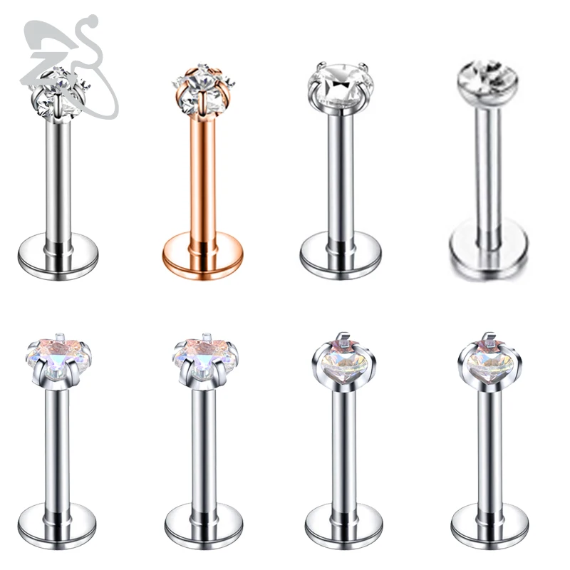 ZS 6Pcs/lot Crystal Labret Piercing Set 16G Stainless Steel Lip Labret Stud Silver Color Ear Tragus Helix Earring Conch Piercing
ZS 6Pcs/lot Crystal Labret Piercing Set 16G Stainless Steel Lip Labret Stud Silver Color Ear Tragus Helix Earring Conch Piercing