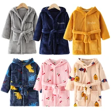 Winter Children Bath Robes 2022 New Cartoon Pajamas Boy Girl Flannel Sleepwear Kids Clothing Baby Warm Bathrobe Casual Homewear