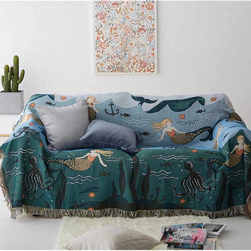 Nordic Throw Blanket Sofa Mermaid Pattern Travel Blanket Living Room Tapestry Sofa Cover Bedspread Decorative Slipcover For Sofa 
Nordic Throw Blanket Sofa Mermaid Pattern Travel Blanket Living Room Tapestry Sofa Cover Bedspread Decorative Slipcover For Sofa