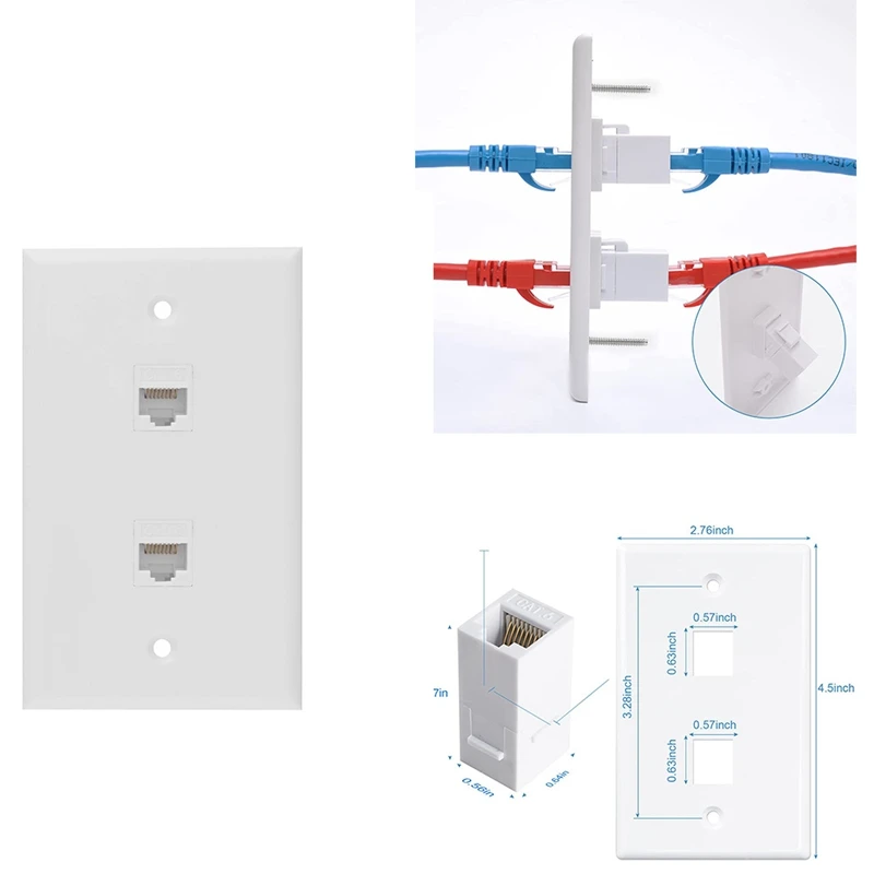 JFBL Hot 2 Port Ethernet Wall Plate, Cat6 Female To Female Wall Jack RJ45 Keystone Inline Coupler Wall Outlet, White
JFBL Hot 2 Port Ethernet Wall Plate, Cat6 Female To Female Wall Jack RJ45 Keystone Inline Coupler Wall Outlet, White