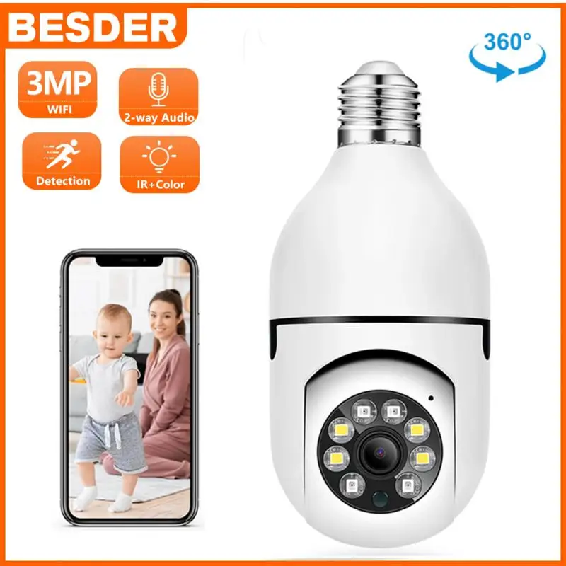 3MP Bulb Camera E27 Security WiFi 360 Degree Rotating Full Color Night Vision Wireless Surveillance Camera IP PTZ Home Camera
3MP Bulb Camera E27 Security WiFi 360 Degree Rotating Full Color Night Vision Wireless Surveillance Camera IP PTZ Home Camera