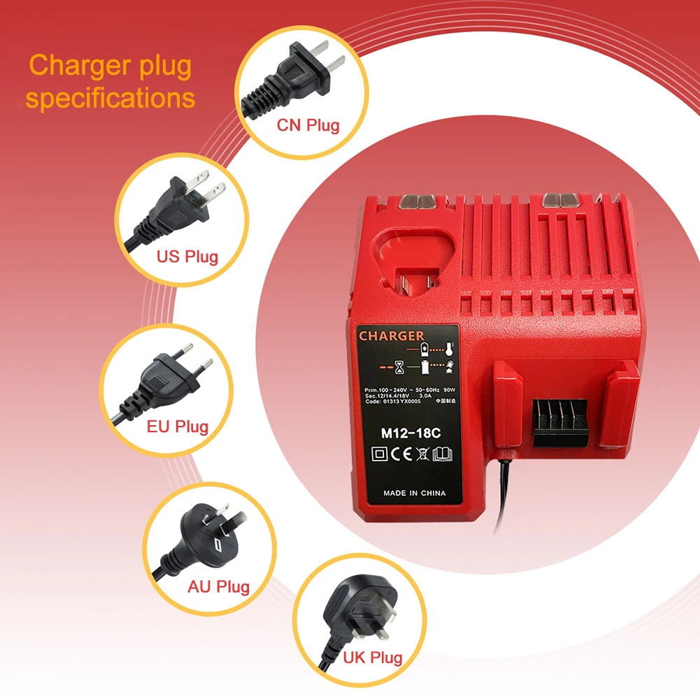 

Lithium Battery Charger Universal Battery Container 12V 14V 18V High Power for UL/VDE/3C/GS/SAA for Milwaukee M12-18
