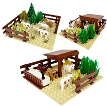 Compatible With Lego MOC Small Particle Building Block Farm Ranch Sheepfold Small Goat Tree House Scene Puzzle Assembly Toy Gift