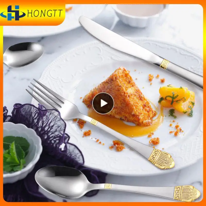 Gold Crown Durable Dinner Silverware Scald Proof Kitchen Tableware Set Stainless Steel Gold-plated Crown Tablewares Silver 75g
Gold Crown Durable Dinner Silverware Scald Proof Kitchen Tableware Set Stainless Steel Gold-plated Crown Tablewares Silver 75g