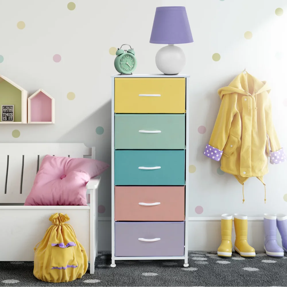 Sorbus Fabric Dresser for Kids Bedroom - Chest of 5 Drawers, Tall Storage Tower, Clothing Organizer, for Closet, for Playroom
Sorbus Fabric Dresser for Kids Bedroom - Chest of 5 Drawers, Tall Storage Tower, Clothing Organizer, for Closet, for Playroom