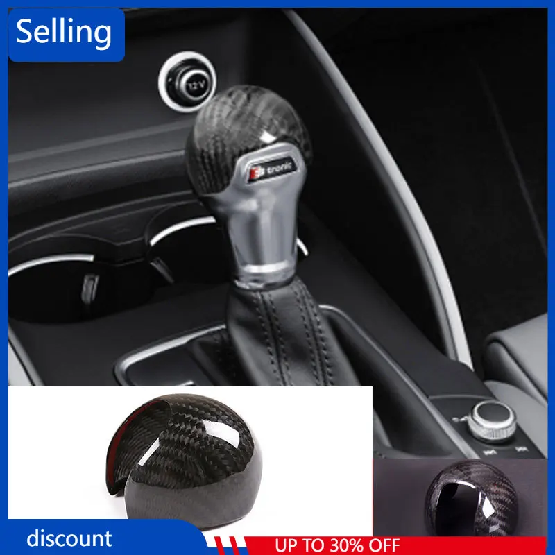 

For Audi 14-20A3/S3 and 10-13A3 Gearshift Head Cover Real Carbon Fiber Shift Handle Frame Cover Sticker Car Interior Accessories
