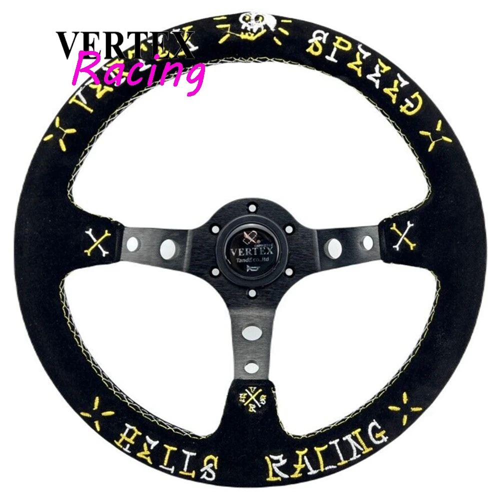

Universal 330MM Racing VERTEX Speed STEERING WHEEL Drift Rally JDM Suede Leather Steering Wheel Volantes For Toyota Honda BMW