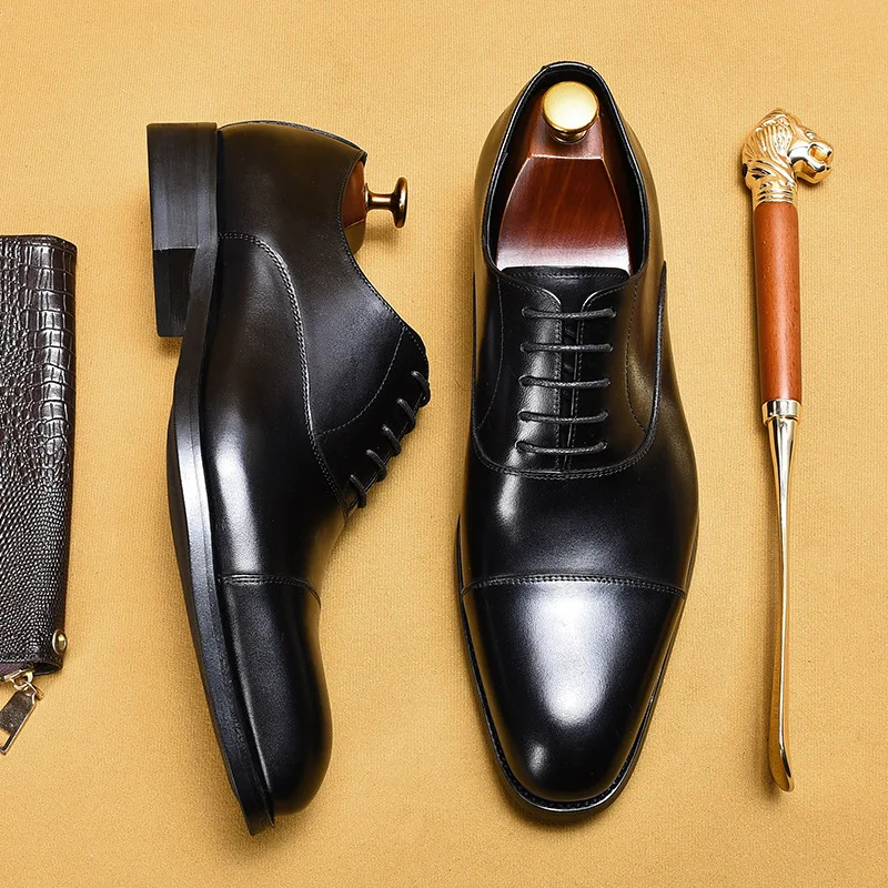 Fashion Male Shoe Luxury Oxford Men Dress Genuine Leather Shoes Black Brown Cap Toe Lace Up Wedding Office Business Formal Shoes
Fashion Male Shoe Luxury Oxford Men Dress Genuine Leather Shoes Black Brown Cap Toe Lace Up Wedding Office Business Formal Shoes