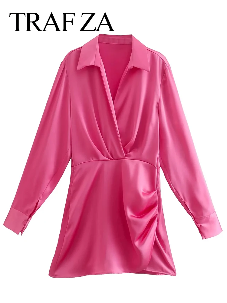 Женское однобортное платье с рукавами-фонариками, V-образным вырезом и оборками 
Женское однобортное платье с рукавами-фонариками, V-образным вырезом и оборками