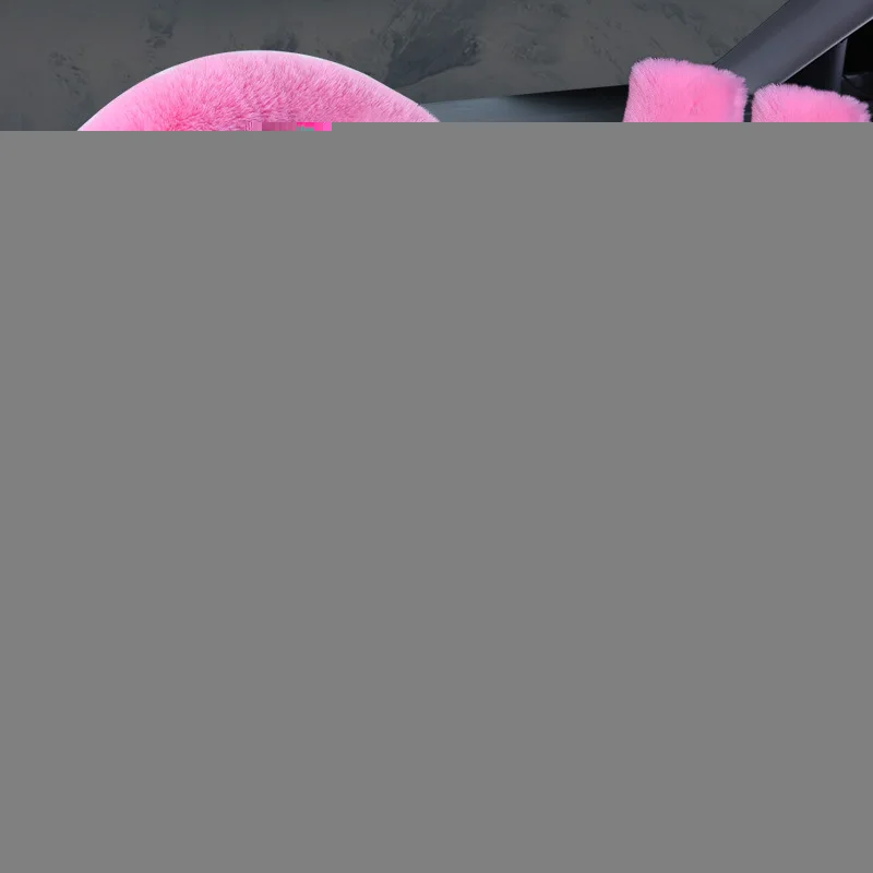 

Car Steering Wheel Cover Gearshift Handbrake Cover Protector Decoration Warm Super Thick Plush Collar Soft Black Pink Women Man