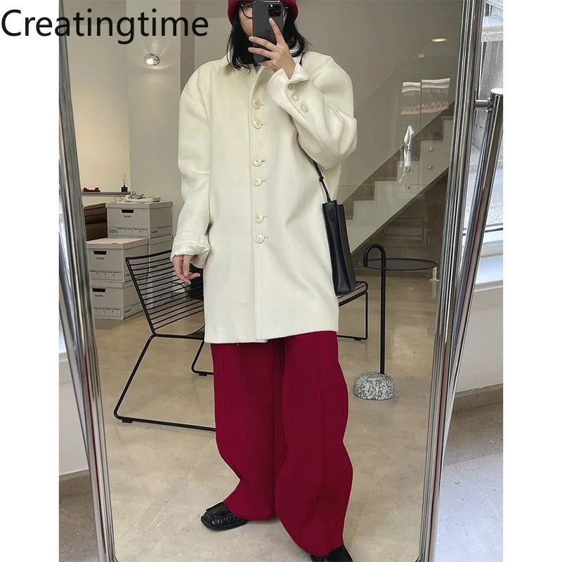 Creatingtime 2022 Spring Autumn New Korean Trend Women's Retro Solid Color Lapel Single breasted Loose Warm Woolen Coat GA148
Creatingtime 2022 Spring Autumn New Korean Trend Women's Retro Solid Color Lapel Single breasted Loose Warm Woolen Coat GA148
