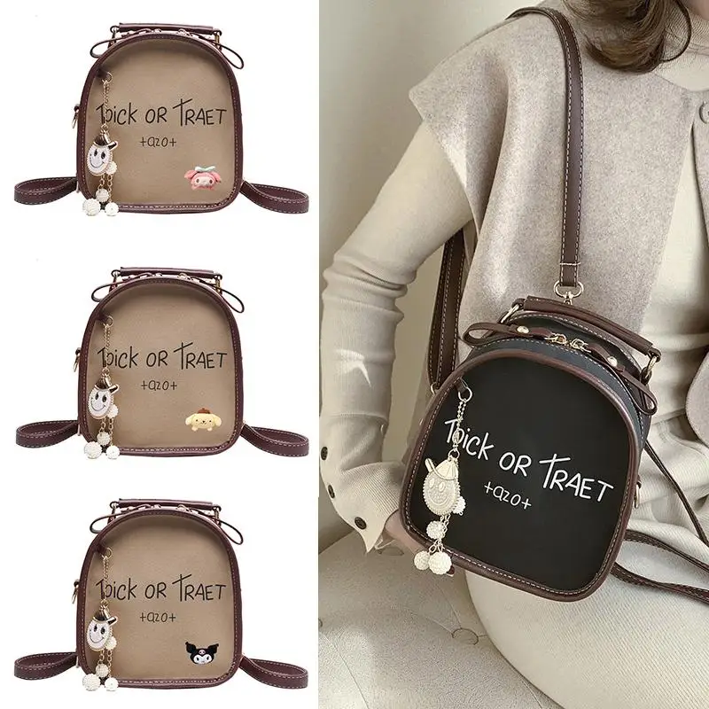 Миниатюрный Рюкзак Kawaii Sanrio с плюшевой подвеской Kuromi My Melody Cinnamorroll Pom Purin мультяшная Модная ретро сумка дорожная сумка