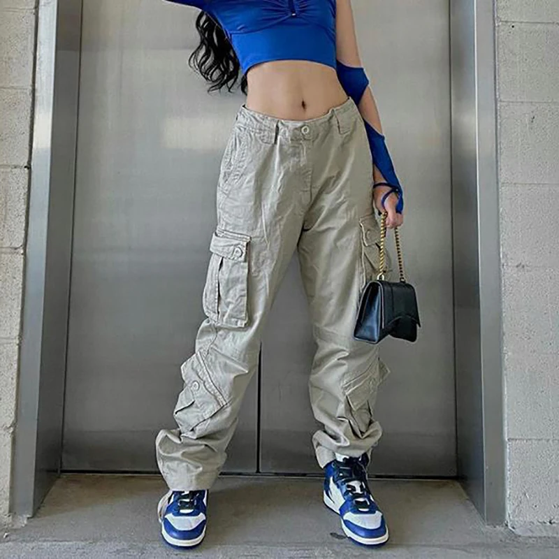 Fashion New Solid Women's Cargo Pants Causal Button Waist with Multiple Pockets Trousers Loose Comfort Straight Long Jeans Pants
Fashion New Solid Women's Cargo Pants Causal Button Waist with Multiple Pockets Trousers Loose Comfort Straight Long Jeans Pants