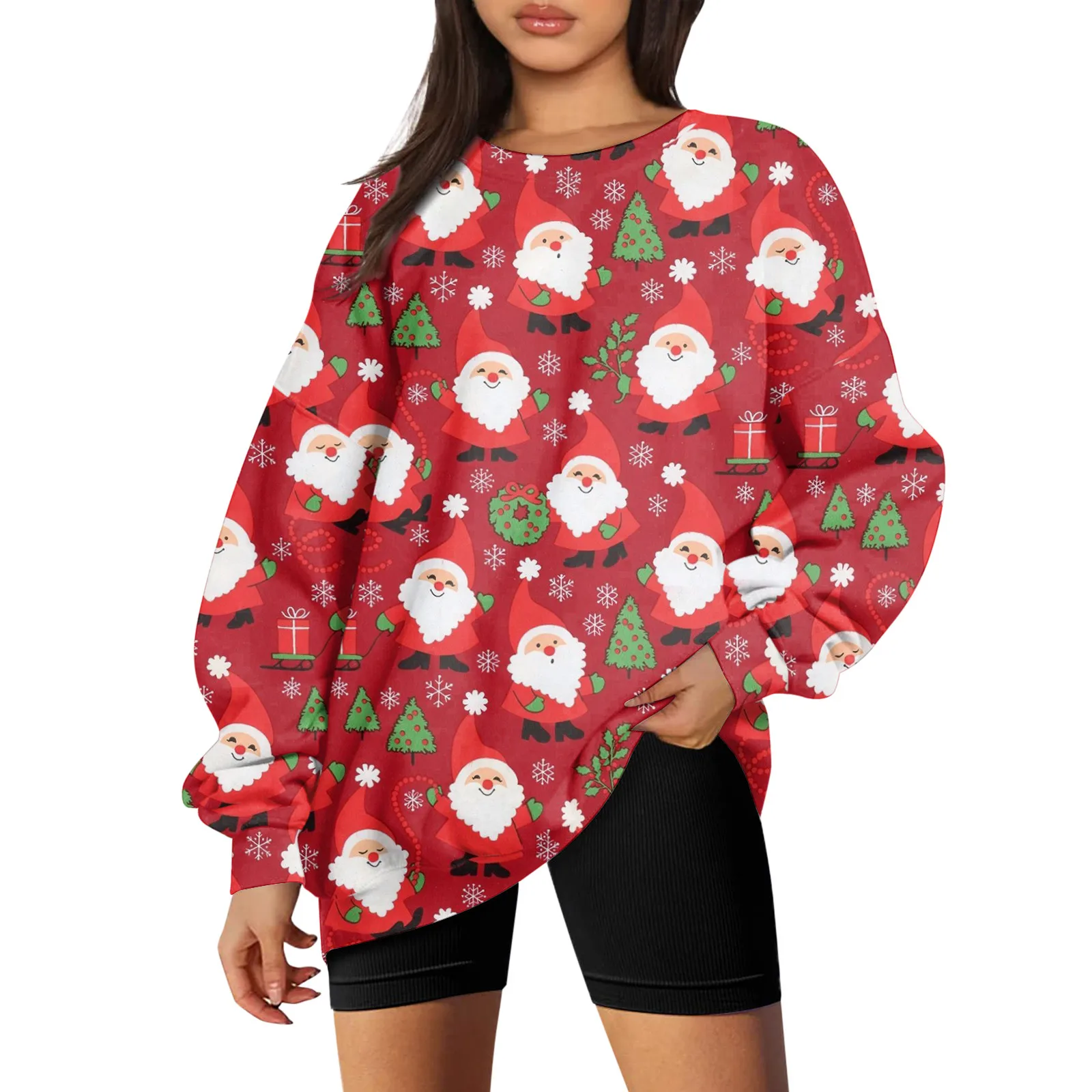 Womens Ladies Autumn Winter Christmas Print Loose Top Hoodless Pullover Sweatshirt Sweatshirt With Pocket Car Women
Womens Ladies Autumn Winter Christmas Print Loose Top Hoodless Pullover Sweatshirt Sweatshirt With Pocket Car Women