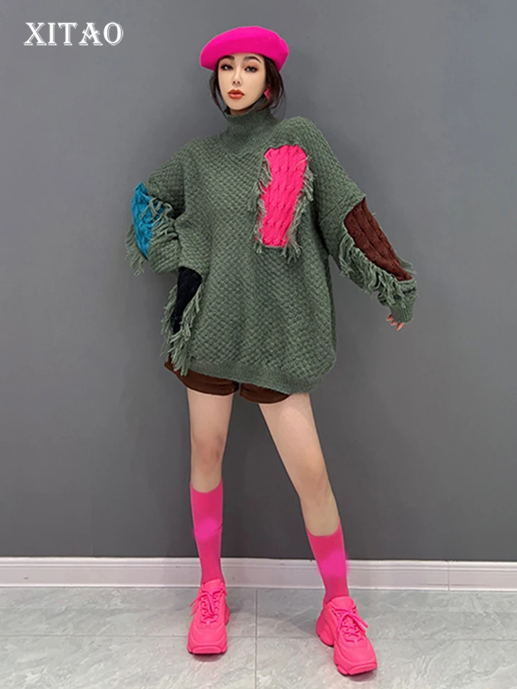 XITAO Turtleneck Pullover Patchwork Decoration Knitting Sweater Dress All Match Women Korea Personality 2022 Autumn WLD13414
XITAO Turtleneck Pullover Patchwork Decoration Knitting Sweater Dress All Match Women Korea Personality 2022 Autumn WLD13414