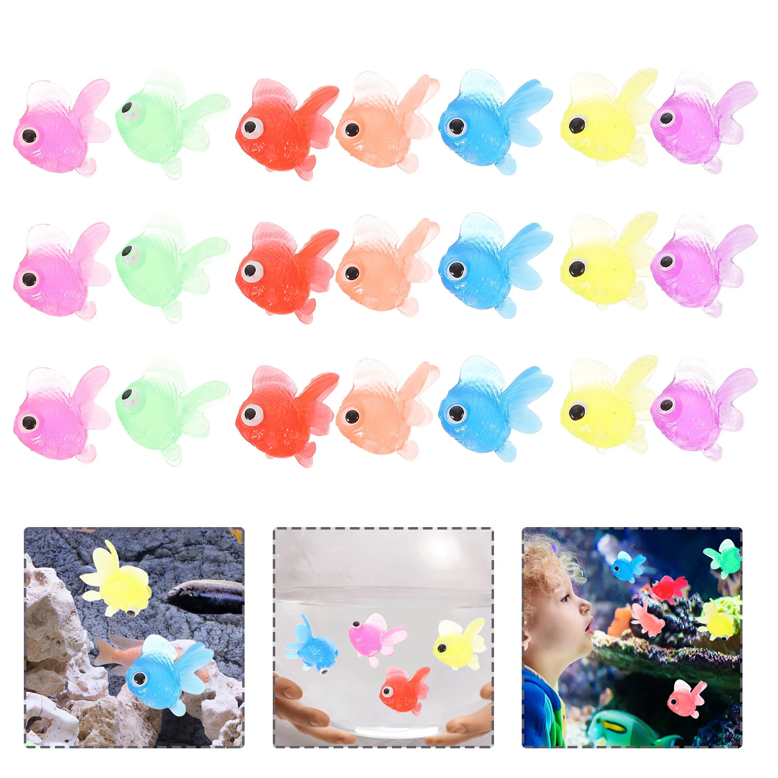 

21 Pcs Simulated Floating Goldfish Shower Toys Bowl Decorations Tank Ornament Kid Bath Rubber Mini Animals Decorate