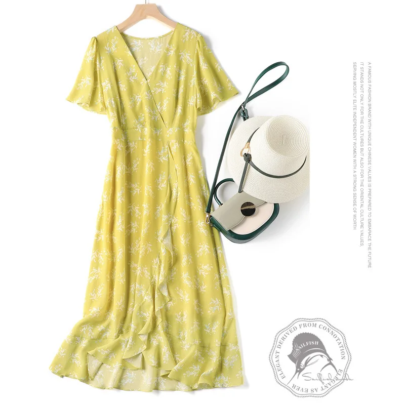 French Elegant 16 Mm Silk Crepe De Chine Dress With Ruffles And Waist Closing Show Thin Mulberry Silk Dress Women's Long Skirt
French Elegant 16 Mm Silk Crepe De Chine Dress With Ruffles And Waist Closing Show Thin Mulberry Silk Dress Women's Long Skirt