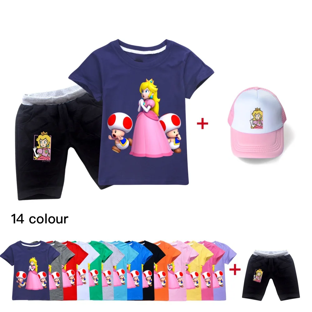 Newest Children T-shirts Sets Cartoon princess peach Clothes Teenage Girls Cotton Shirts Casual Summer Tees Suits
Newest Children T-shirts Sets Cartoon princess peach Clothes Teenage Girls Cotton Shirts Casual Summer Tees Suits
