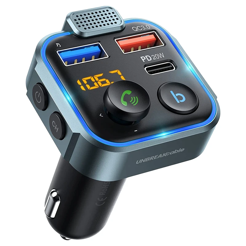 Автомобильный FM-передатчик Bluetooth 5,0, Автомобильный MP3-плеер, радио, музыкальный адаптер, зарядное устройство, поддержка громкой связи, Siri Google Assistant
Автомобильный FM-передатчик Bluetooth 5,0, Автомобильный MP3-плеер, радио, музыкальный адаптер, зарядное устройство, поддержка громкой связи, Siri Google Assistant