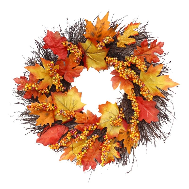 Autumn Maple Leaf Berries Wreath Halloween Decoration Thanksgiving Halloween Window Home Front Door Pumpkin Pine Cones Garland
Autumn Maple Leaf Berries Wreath Halloween Decoration Thanksgiving Halloween Window Home Front Door Pumpkin Pine Cones Garland