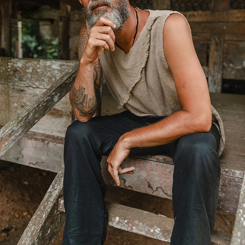 Men Vest Round Neck Pullover Four Seasons Base Cotton Linen Casual Fashion Solid Color Sleeveless Old Raw Edge Natural Loose Top
Men Vest Round Neck Pullover Four Seasons Base Cotton Linen Casual Fashion Solid Color Sleeveless Old Raw Edge Natural Loose Top