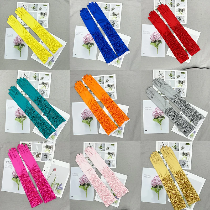 1 Pairs Elastic Pleated Satin Long Gloves Wedding Bridal Gloves Solid Color Formal Prom Sexy Stretch Full Fingers Mittens
1 Pairs Elastic Pleated Satin Long Gloves Wedding Bridal Gloves Solid Color Formal Prom Sexy Stretch Full Fingers Mittens