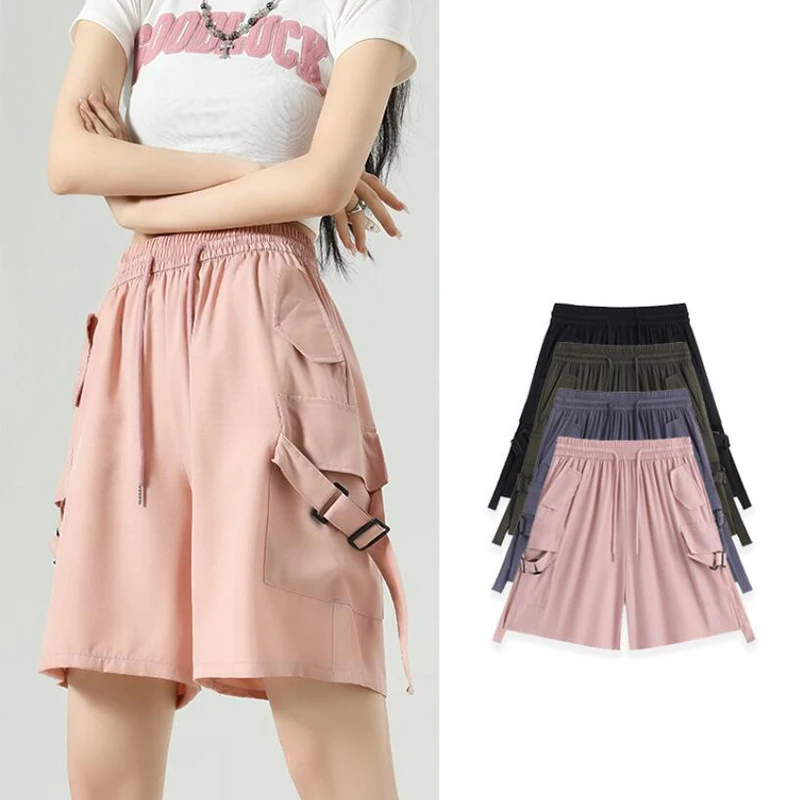 2023 Summer Cargo Pants Women y2k Streetwear Hip Hop Loose Casual Shorts High Waist Big Pockets Lace Up Fashion Lady Pants 
2023 Summer Cargo Pants Women y2k Streetwear Hip Hop Loose Casual Shorts High Waist Big Pockets Lace Up Fashion Lady Pants