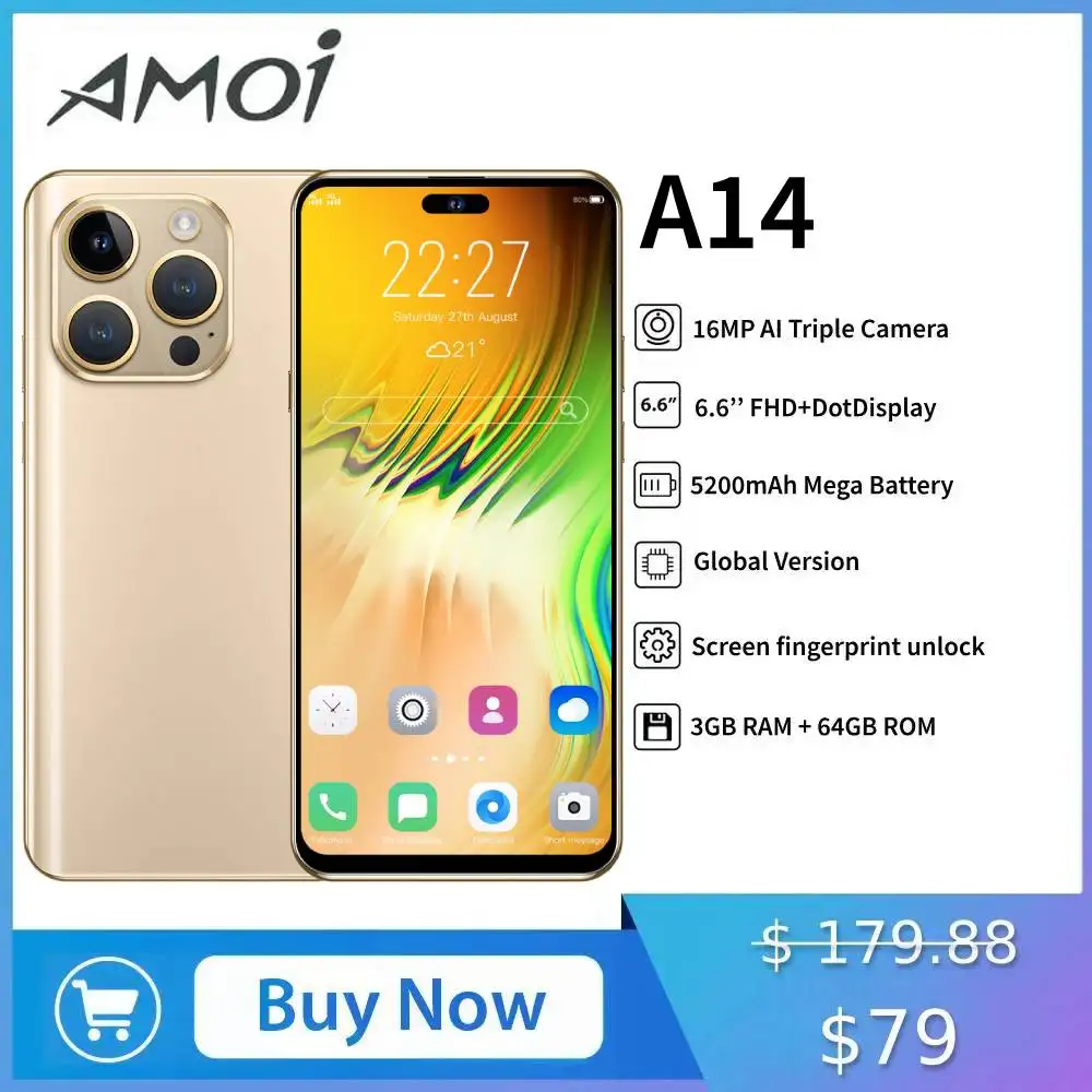 Смартфон Amoi A14, 2 ГБ + 16 ГБ, 5200 мАч, Android 10, сотовый телефон 5 Мп + 16 МП, камера 6,6 дюйма, HD экран, четыре ядра, телефон
Смартфон Amoi A14, 2 ГБ + 16 ГБ, 5200 мАч, Android 10, сотовый телефон 5 Мп + 16 МП, камера 6,6 дюйма, HD экран, четыре ядра, телефон