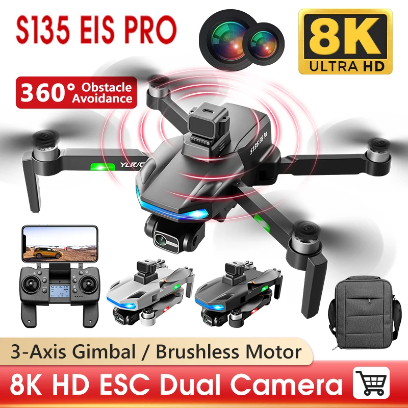 Дрон S135 Pro GPS 4K HD 2DC, профессиональный Дрон для аэрофотосъемки, обход препятствий на 2022 °, бесщеточный Квадрокоптер, игрушка на радиоуправлении, новинка 360 
Дрон S135 Pro GPS 4K HD 2DC, профессиональный Дрон для аэрофотосъемки, обход препятствий на 2022 °, бесщеточный Квадрокоптер, игрушка на радиоуправлении, новинка 360