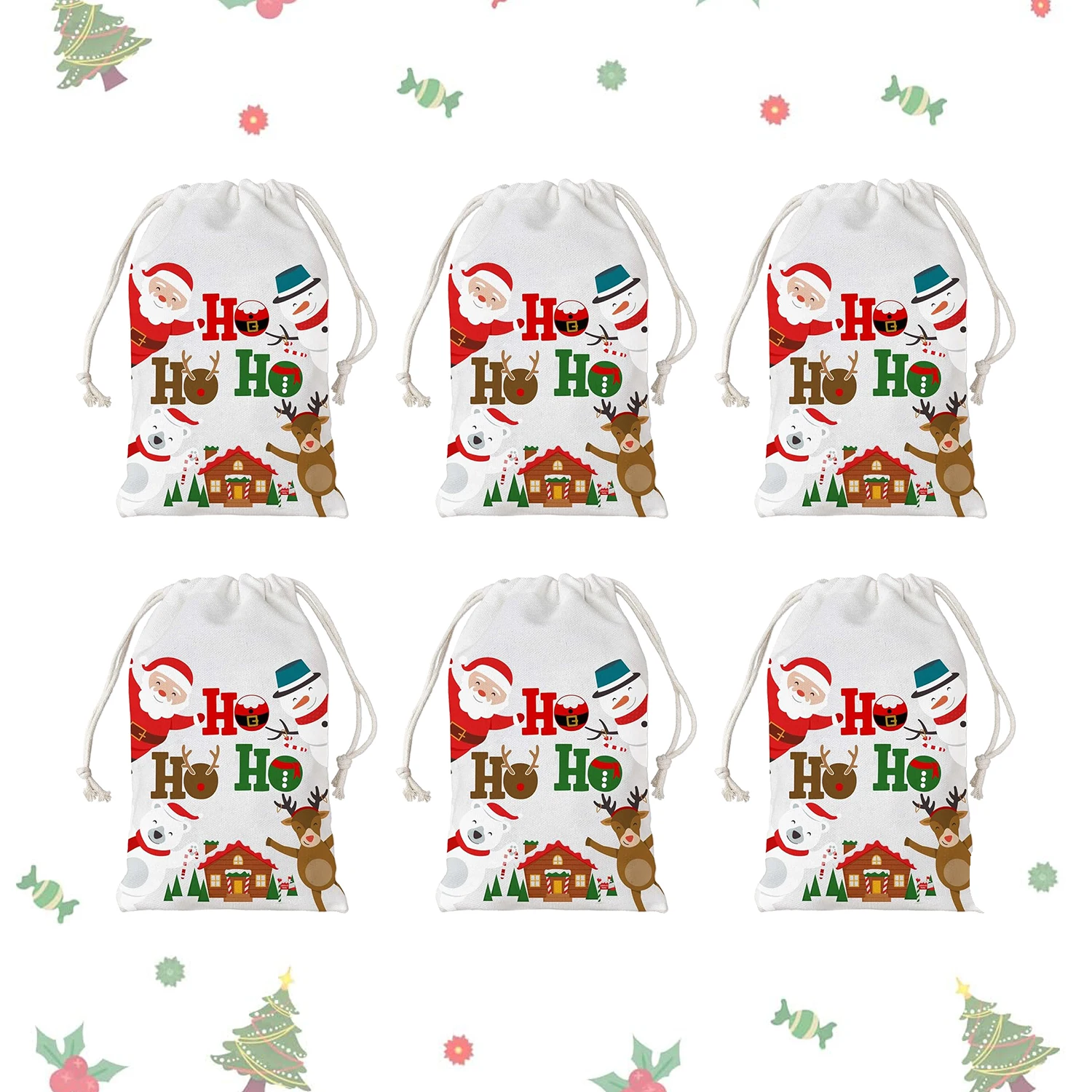 6 PCS Christmas Themed Hohoho Drawstring Canvas Bags With Drawstring, Christmas Wrapped Storage, Christmas Party Supplies Gifts
6 PCS Christmas Themed Hohoho Drawstring Canvas Bags With Drawstring, Christmas Wrapped Storage, Christmas Party Supplies Gifts