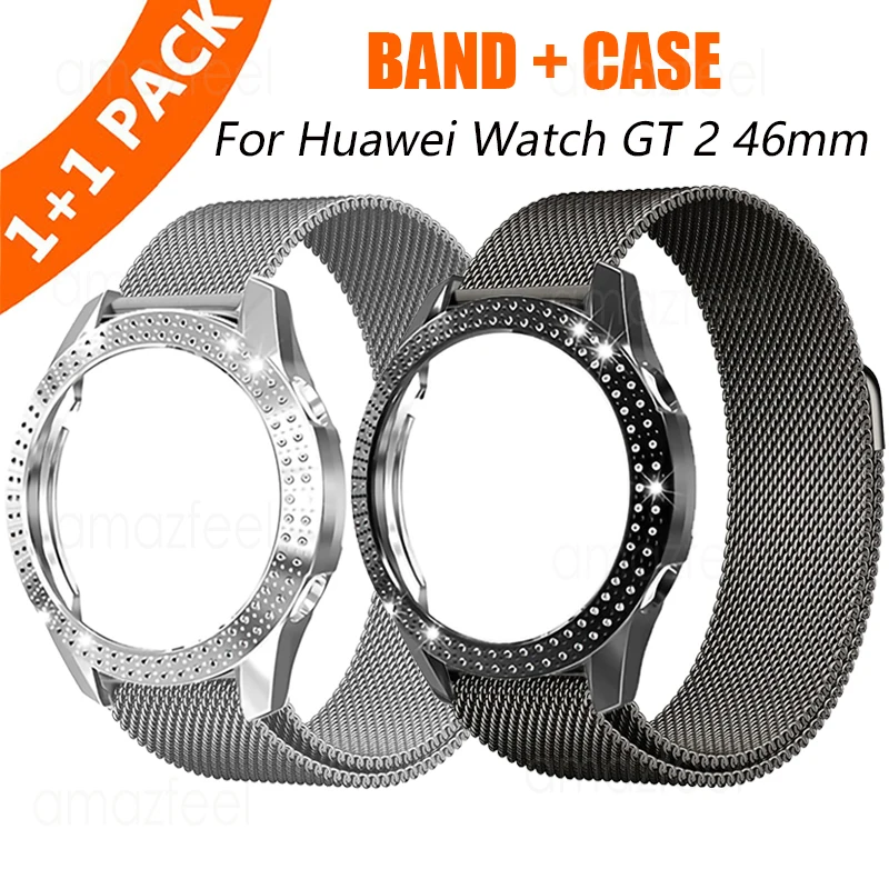 For Huawei Watch GT 2 46mm Strap Case Protector Metal Stainless Steel Magnetic loop bracelet + Diamonds Cover Protective Case
For Huawei Watch GT 2 46mm Strap Case Protector Metal Stainless Steel Magnetic loop bracelet + Diamonds Cover Protective Case