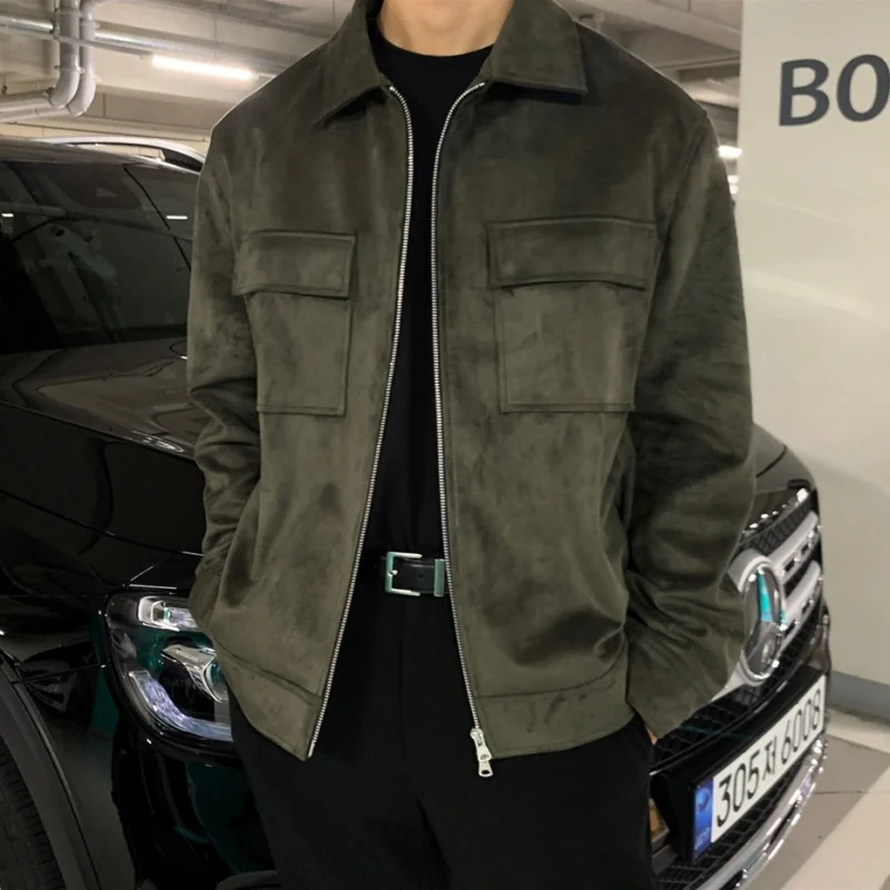 Куртка-бомбер мужская замшевая, повседневная облегающая модная блуза с карманами, в Корейском стиле, зеленая верхняя одежда, черный цвет
Куртка-бомбер мужская замшевая, повседневная облегающая модная блуза с карманами, в Корейском стиле, зеленая верхняя одежда, черный цвет