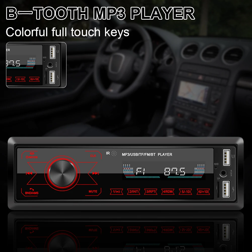 1Din Car Radio Touch Screen 60W Car Stereo MP3 Audio Player FM Radio Bluetooth-Compatible Support USB Charging TF AUX Input
1Din Car Radio Touch Screen 60W Car Stereo MP3 Audio Player FM Radio Bluetooth-Compatible Support USB Charging TF AUX Input