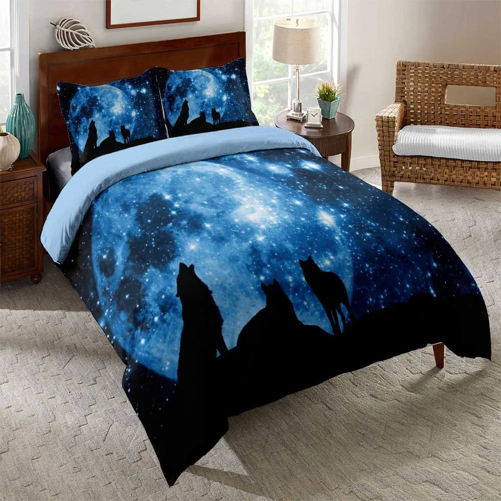 Starblue-hgs, Moon Wolf Starry Universe Animal Duvet Cover Pillowcase, Single Bed Double Bed Sheet Set High Quality Quilt Cover
Starblue-hgs, Moon Wolf Starry Universe Animal Duvet Cover Pillowcase, Single Bed Double Bed Sheet Set High Quality Quilt Cover