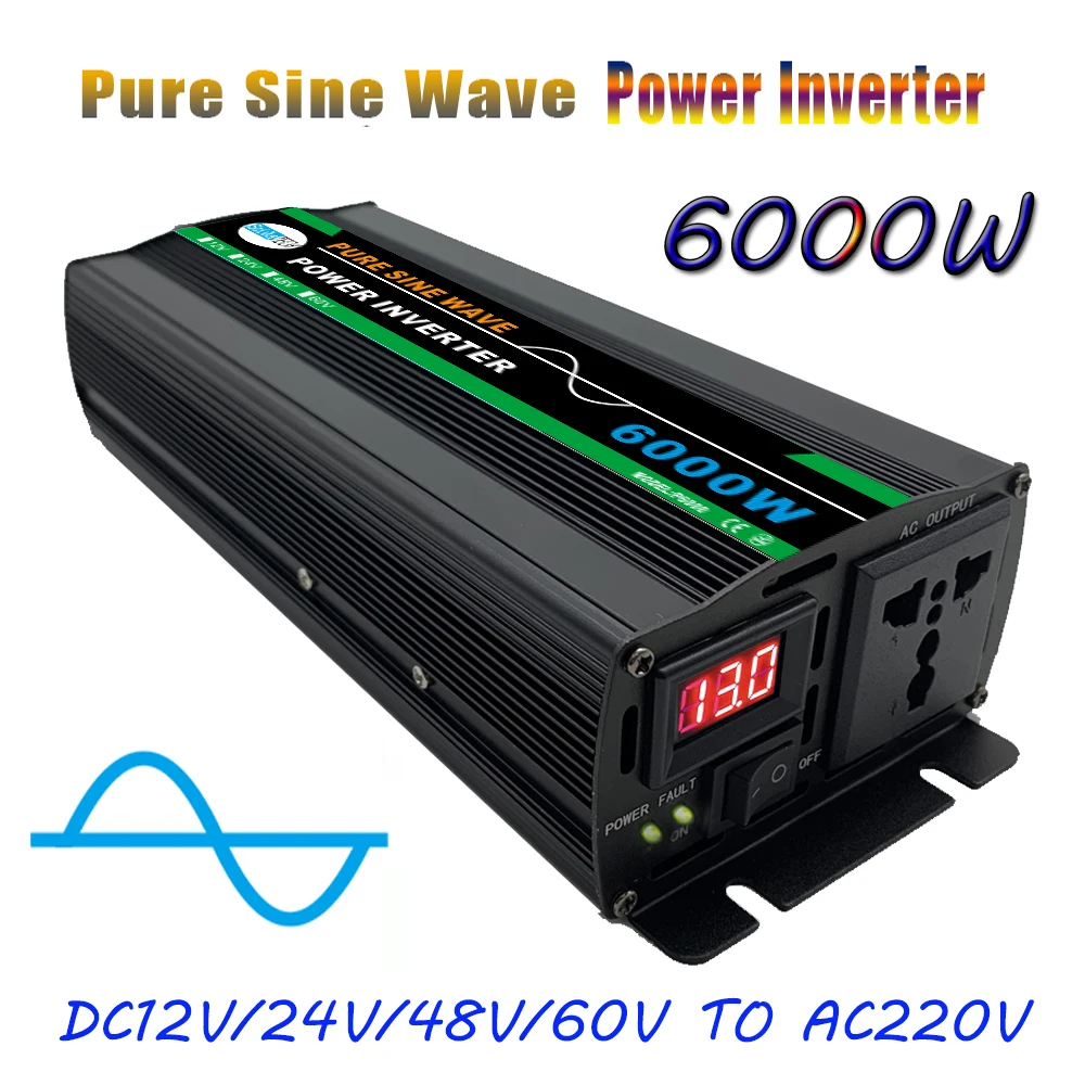 6000W Pure Sine Wave Power Inverter For Solar System/Solar Panel/Home/Outdoor/RV/Camping Wave Power Inverter
6000W Pure Sine Wave Power Inverter For Solar System/Solar Panel/Home/Outdoor/RV/Camping Wave Power Inverter
