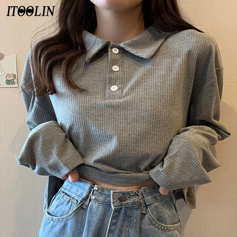 ITOOLIN Autumn And Spring New College Style Polo Collar Loose All-match Long-sleeved Top Bottoming T-Shirt For Women
ITOOLIN Autumn And Spring New College Style Polo Collar Loose All-match Long-sleeved Top Bottoming T-Shirt For Women