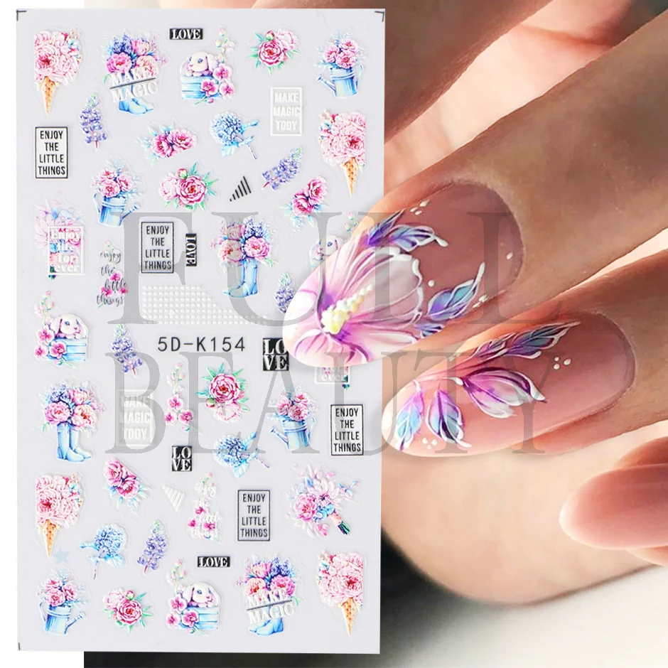 5D Engraved Flowers Bouquet Nail Summer Stickers Rose Floral Charms Decoration Acrylic Embossed Design Decals Manicure GL5D-K154
5D Engraved Flowers Bouquet Nail Summer Stickers Rose Floral Charms Decoration Acrylic Embossed Design Decals Manicure GL5D-K154