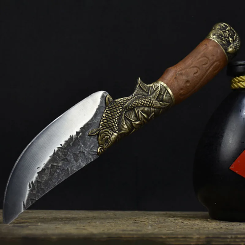 Cleaver Longquan Knife Handmade Forged Copper Fish Decor 5.5 Inch Sharp Utility Boning Viking Hunting Kitchen Knife With Holster
Cleaver Longquan Knife Handmade Forged Copper Fish Decor 5.5 Inch Sharp Utility Boning Viking Hunting Kitchen Knife With Holster