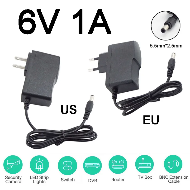 AC 100V-240V DC 6V 1A 1000ma Power Supply Adapter Converter 6volt Switching Power Supplies For LED Strips Light CCTV Router
AC 100V-240V DC 6V 1A 1000ma Power Supply Adapter Converter 6volt Switching Power Supplies For LED Strips Light CCTV Router