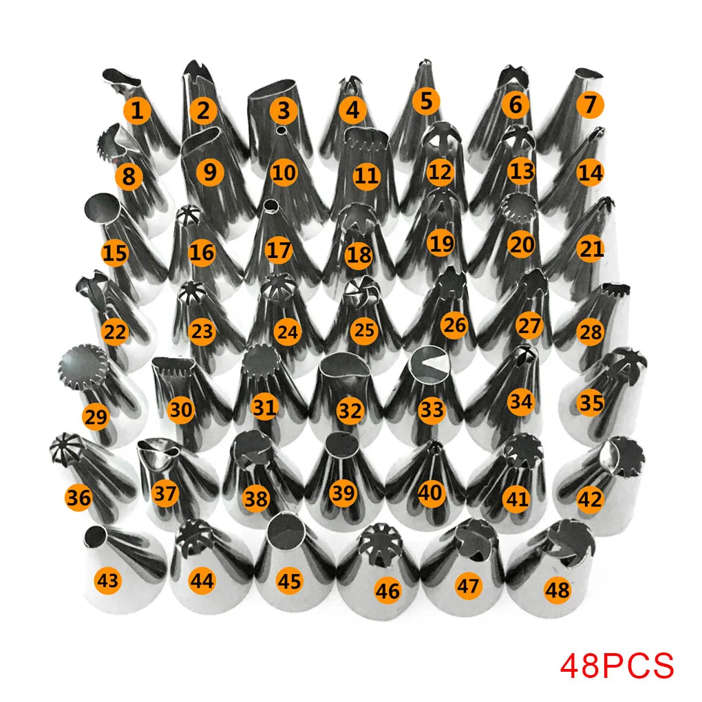 48Pcs/Lot Stainless Steel Nozzle Tips DIY Cake Decorating Tools Icing Piping Cream Pastry Bag Nozzle Kitchen Bakery Tools
48Pcs/Lot Stainless Steel Nozzle Tips DIY Cake Decorating Tools Icing Piping Cream Pastry Bag Nozzle Kitchen Bakery Tools