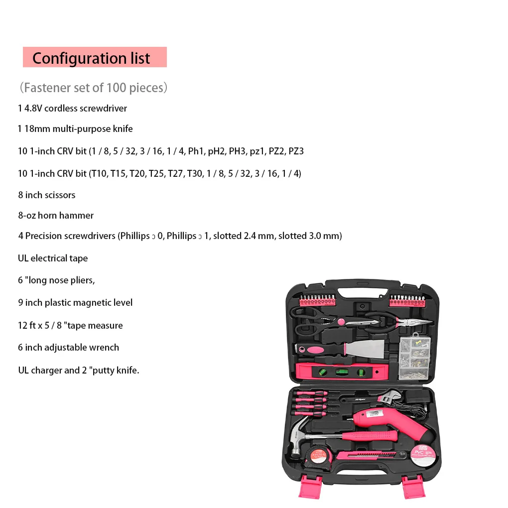 135Pcs DIY Household Practical Tools Set 4 8V Handy Cordless Screwdriver Hammer Scissors Measuring Tape 
135Pcs DIY Household Practical Tools Set 4 8V Handy Cordless Screwdriver Hammer Scissors Measuring Tape