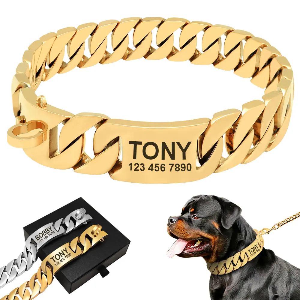 Personalized Pet Chain Dog Collar Custom Stainless Steel Dog Collar For Medium Large Dogs French Bulldog Pitbully Strong Collars
Personalized Pet Chain Dog Collar Custom Stainless Steel Dog Collar For Medium Large Dogs French Bulldog Pitbully Strong Collars