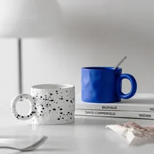 400ml Ceramic Mug Ring Handl Coffee Milk Modern Print Porcelain Mug Handmade Ceramic Hot Chocolate Cup Couple Handgrip Cups