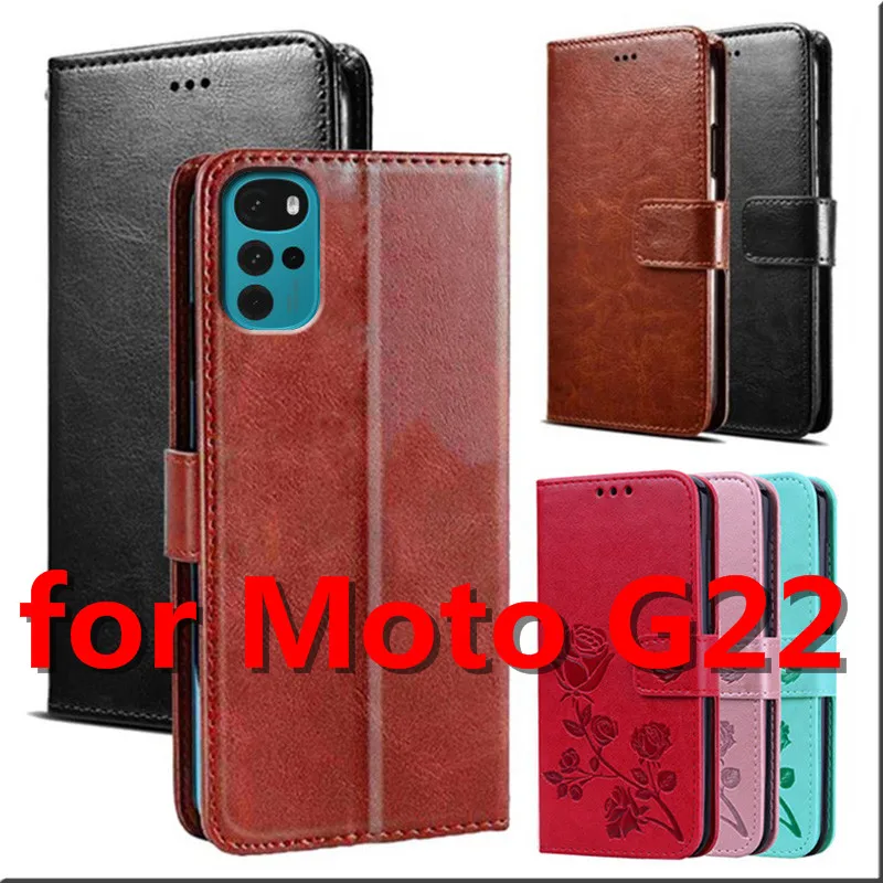 

Case for Motorola Moto G22 Leather Wallet Book Flip Folio Stand View Cover With Card Slots