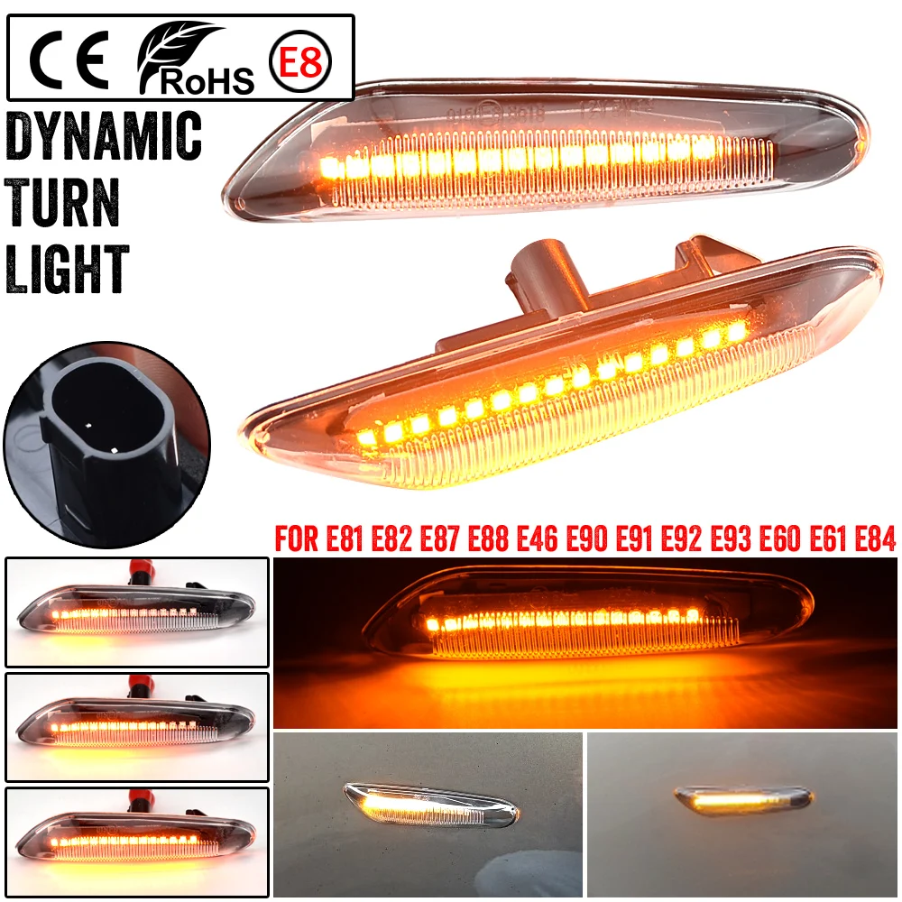 2x Dynamic Side Marker Flowing Lights Car Styling Led Side Indicator Turn Signal Light Smoked Lens For BMW E46 E90 E83 E X1 X3
2x Dynamic Side Marker Flowing Lights Car Styling Led Side Indicator Turn Signal Light Smoked Lens For BMW E46 E90 E83 E X1 X3