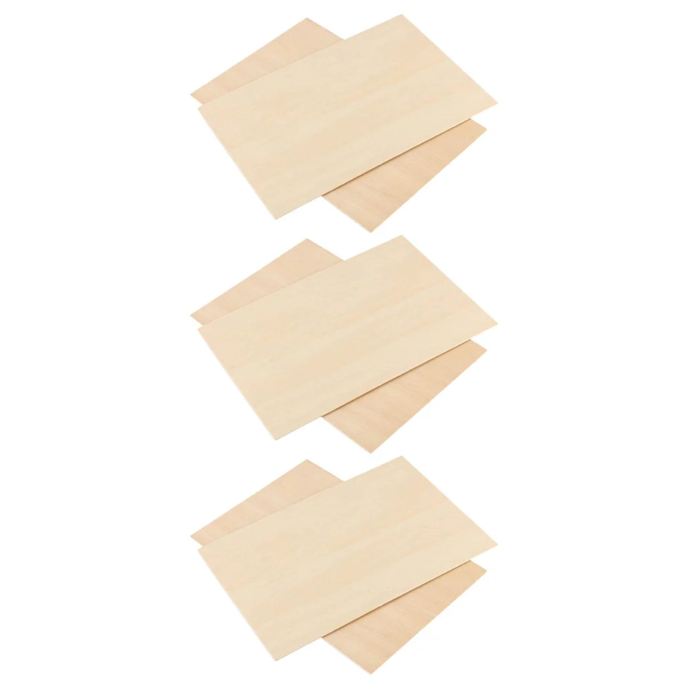

6 Pcs Wood Trim Rectangular Veneer DIY Wooden Slices Sign Handmade Accessories Boards Material Rectangle Chips
