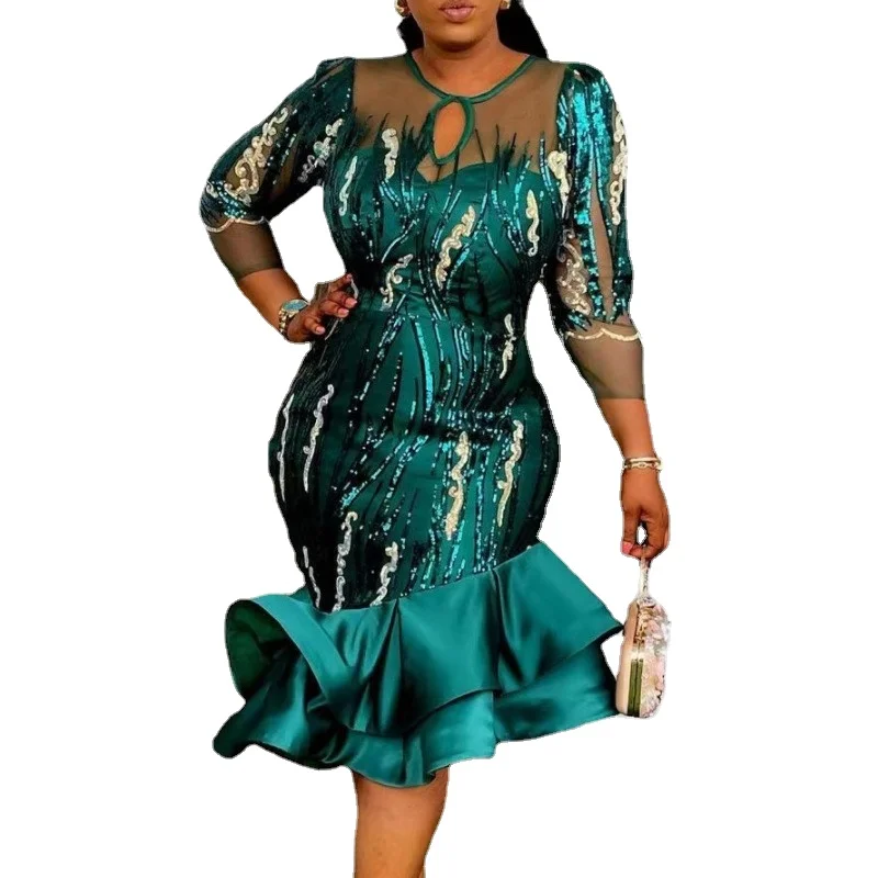 African Dresses For Women Vestidos Sexy Party Evening Dresses Slim Solid Long Sleeve Sequined Mesh Classic Fishtail Dress Summer
African Dresses For Women Vestidos Sexy Party Evening Dresses Slim Solid Long Sleeve Sequined Mesh Classic Fishtail Dress Summer