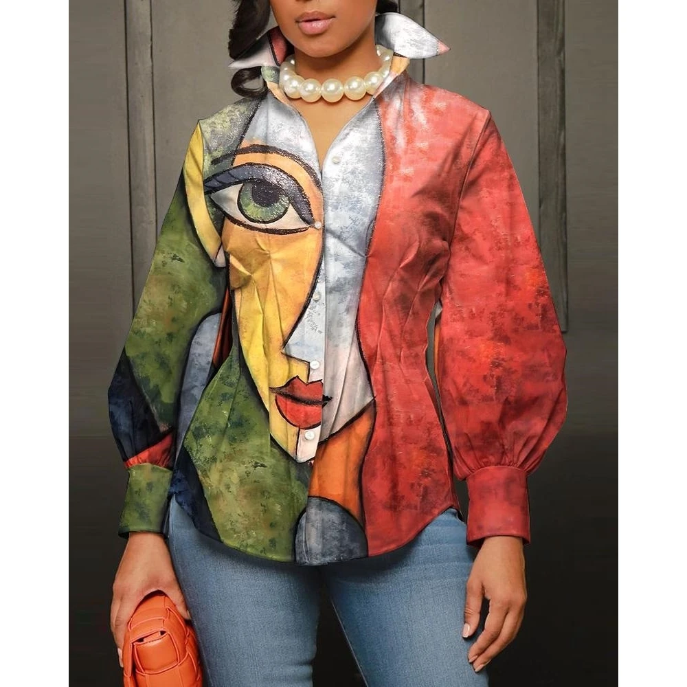 Korean Style Women Abstract Figure Print V-neck Summer Casual Lantern Sleeve Shirts Asymetrical Top Blouse Spring Clothes
Korean Style Women Abstract Figure Print V-neck Summer Casual Lantern Sleeve Shirts Asymetrical Top Blouse Spring Clothes