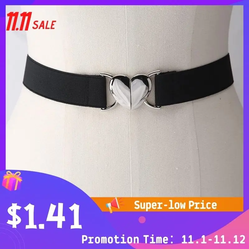 Female Fashion Thin Elastic Stretch Waistband Love Heart Metal Buckle Belt for Women Cinch Waist Seal Cummerband Accessories
Female Fashion Thin Elastic Stretch Waistband Love Heart Metal Buckle Belt for Women Cinch Waist Seal Cummerband Accessories