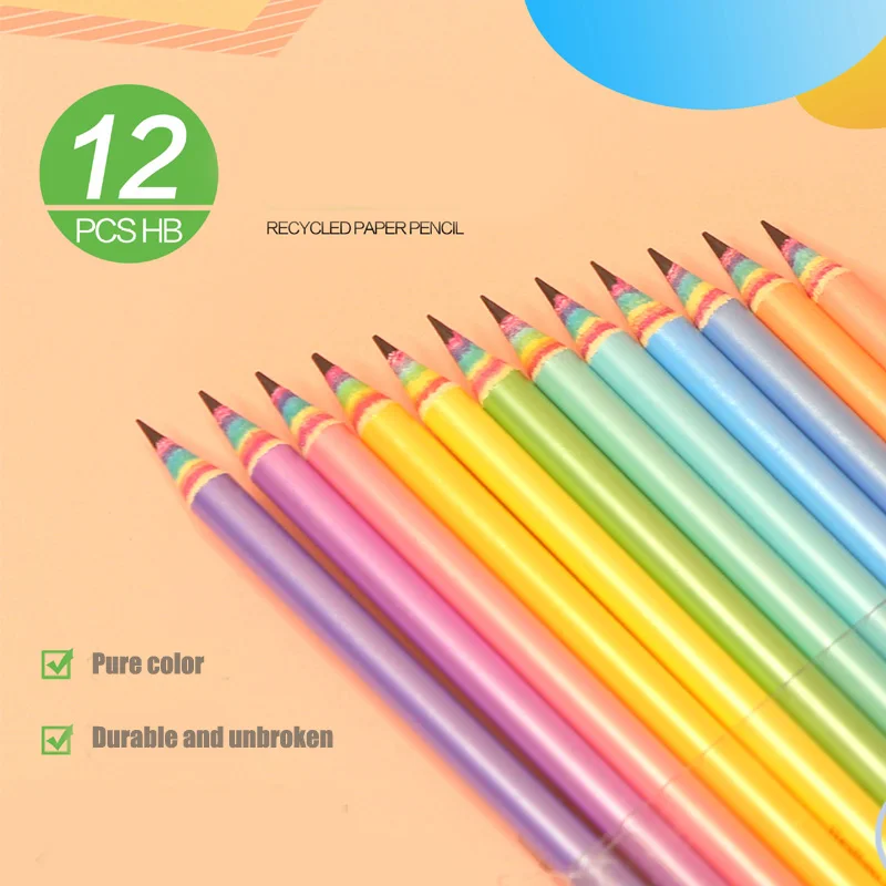 12pcs Children's Pencil Non-toxic Kindergarten Writing and Painting Rainbow Pencil HB Sketch Drawing Pen Back To School Gift
12pcs Children's Pencil Non-toxic Kindergarten Writing and Painting Rainbow Pencil HB Sketch Drawing Pen Back To School Gift